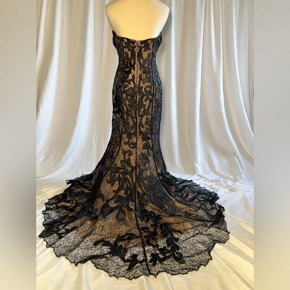 JOVANI Black and Tan Strapless Mermaid Gown | 6 - Picture 6 of 16